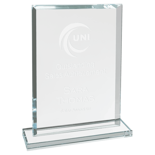 7" Rectangle Clear Glass Award laser engravable