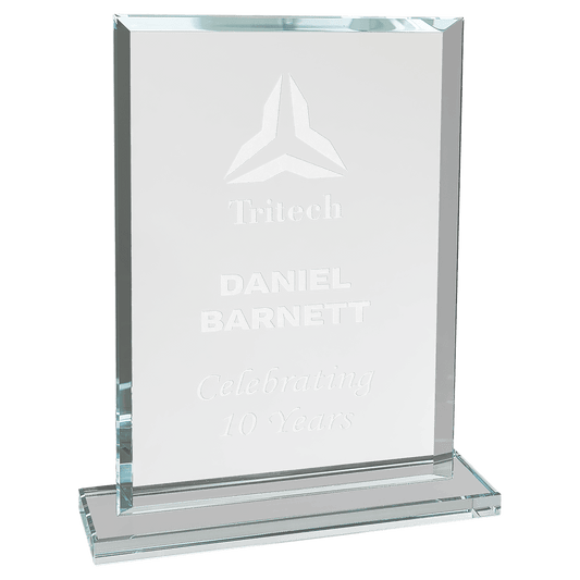 7 3/4" Rectangle Clear Glass Award laser engravable