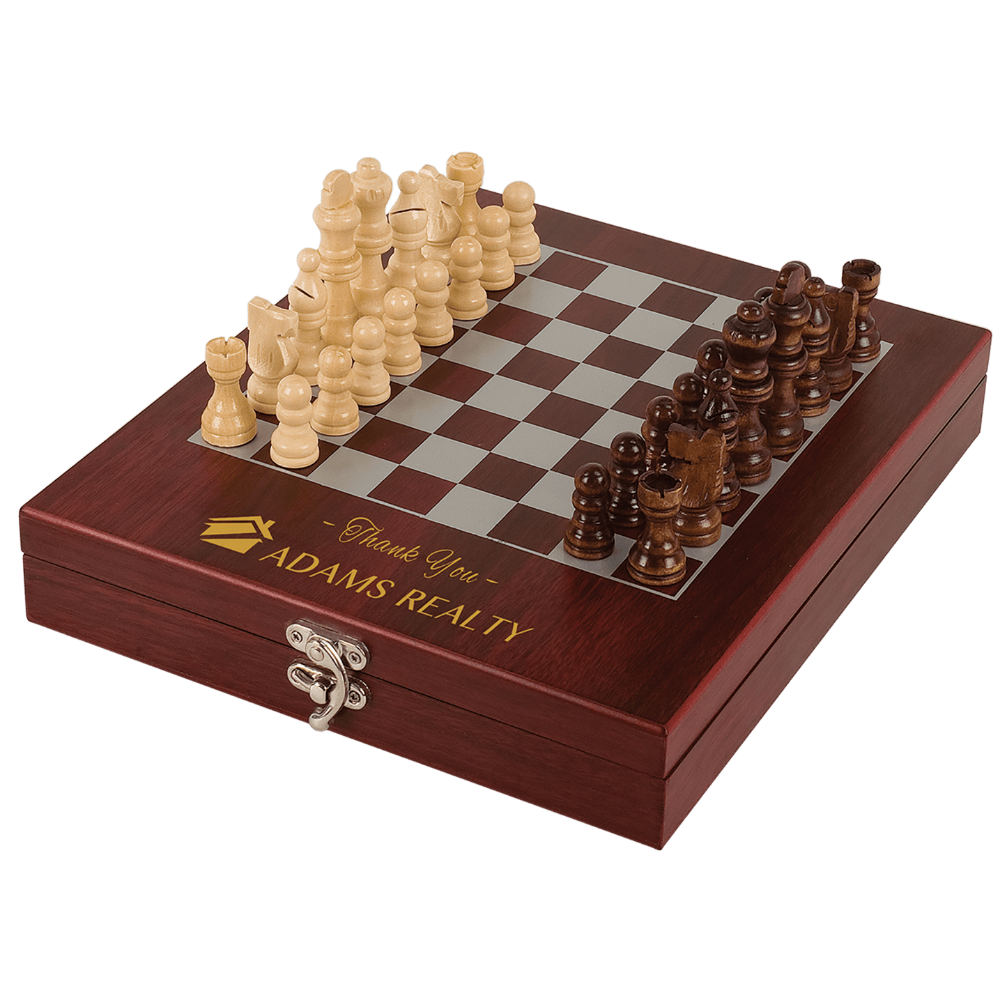 Rosewood Finish Chess Set laser engravable