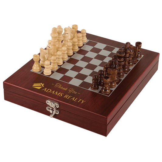 Rosewood Finish Chess Set laser engravable