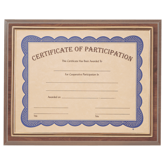13" x 10 1/2" Cherry Finish Slide-in Plaque w/ 8 1/2" x 11" Frame laser engravable