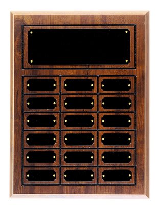 11 3/4" x 15 3/4" Cherry Finish Completed Perpetual Plaque with 18 plate laser engravable