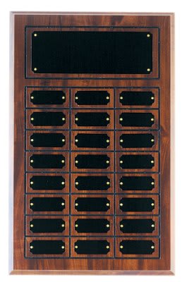 11 3/4" x 18 3/4" Cherry Finish Completed Perpetual Plaque with 24 Plate laser engravable