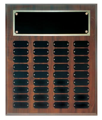 15" x 18" Cherry Finish Completed Perpetual Plaque with 36 Plates laser engravable