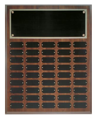 16" x 20" Cherry Finish Completed Perpetual Plaque with 45 Plates laser engravable