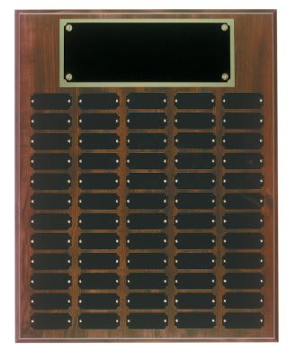 16" x 20" Cherry Finish Completed Perpetual Plaque with 60 Plates laser engravable