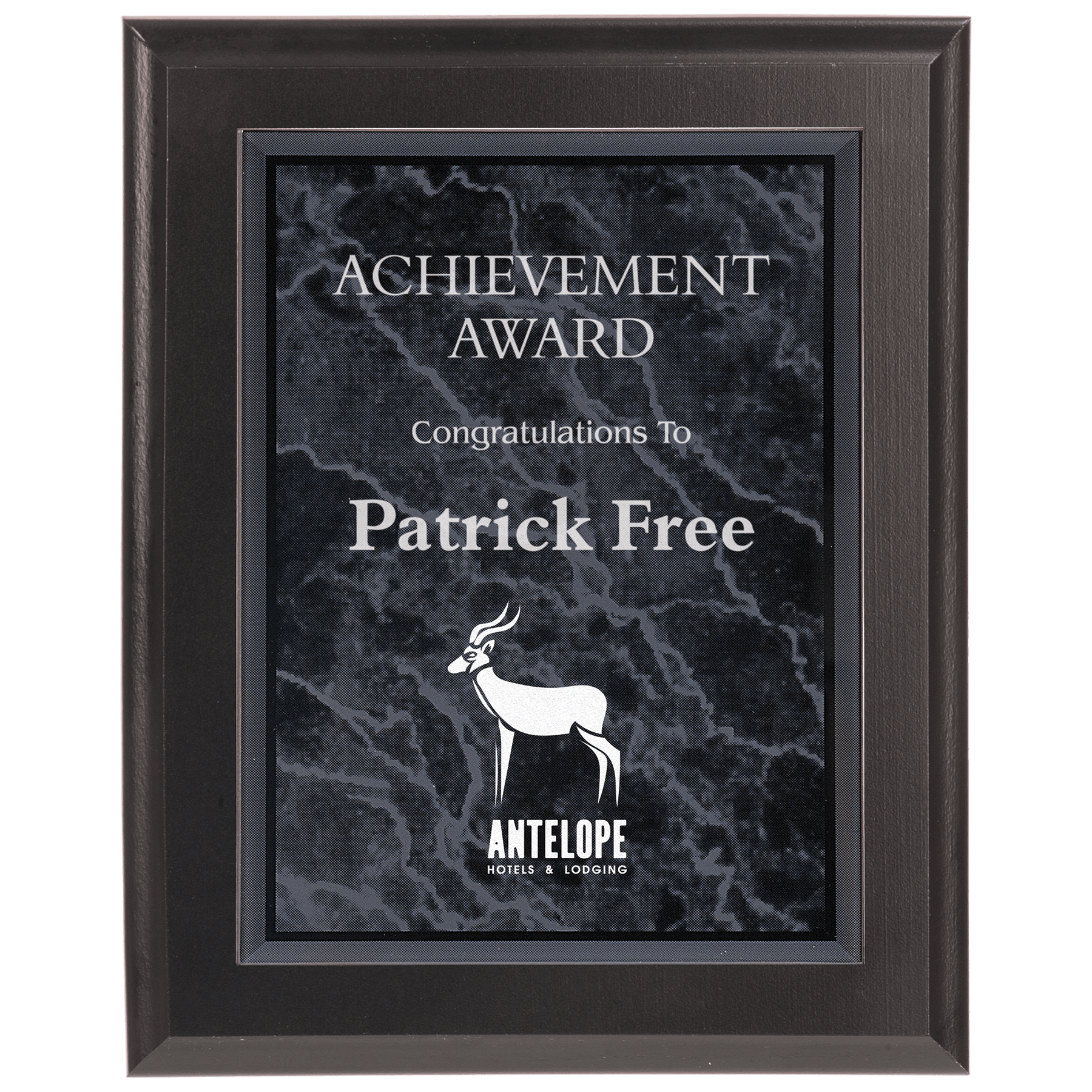 Large Solid Matte Black Plaque with Black Marble Acrylic Plaque Plate
