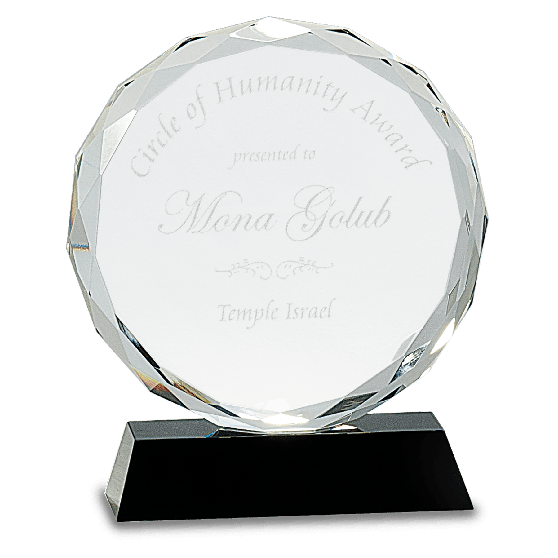 7" Round Facet Crystal on Pedestal Base crystal award laser engravable
