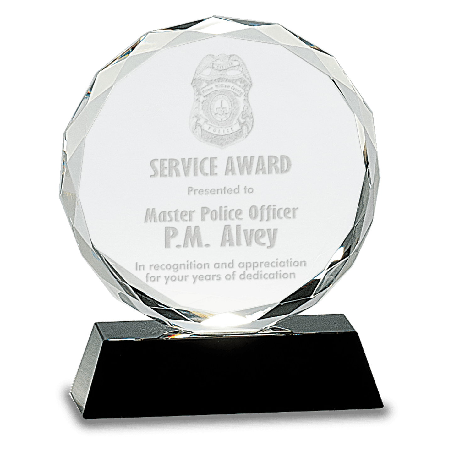 6" Round Facet Crystal on Pedestal Base crystal award laser engravable
