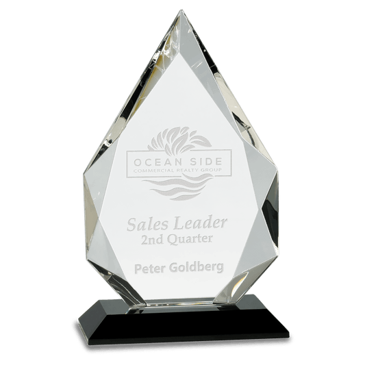 8" Diamond Crystal on Pedestal Base crystal award laser engravable