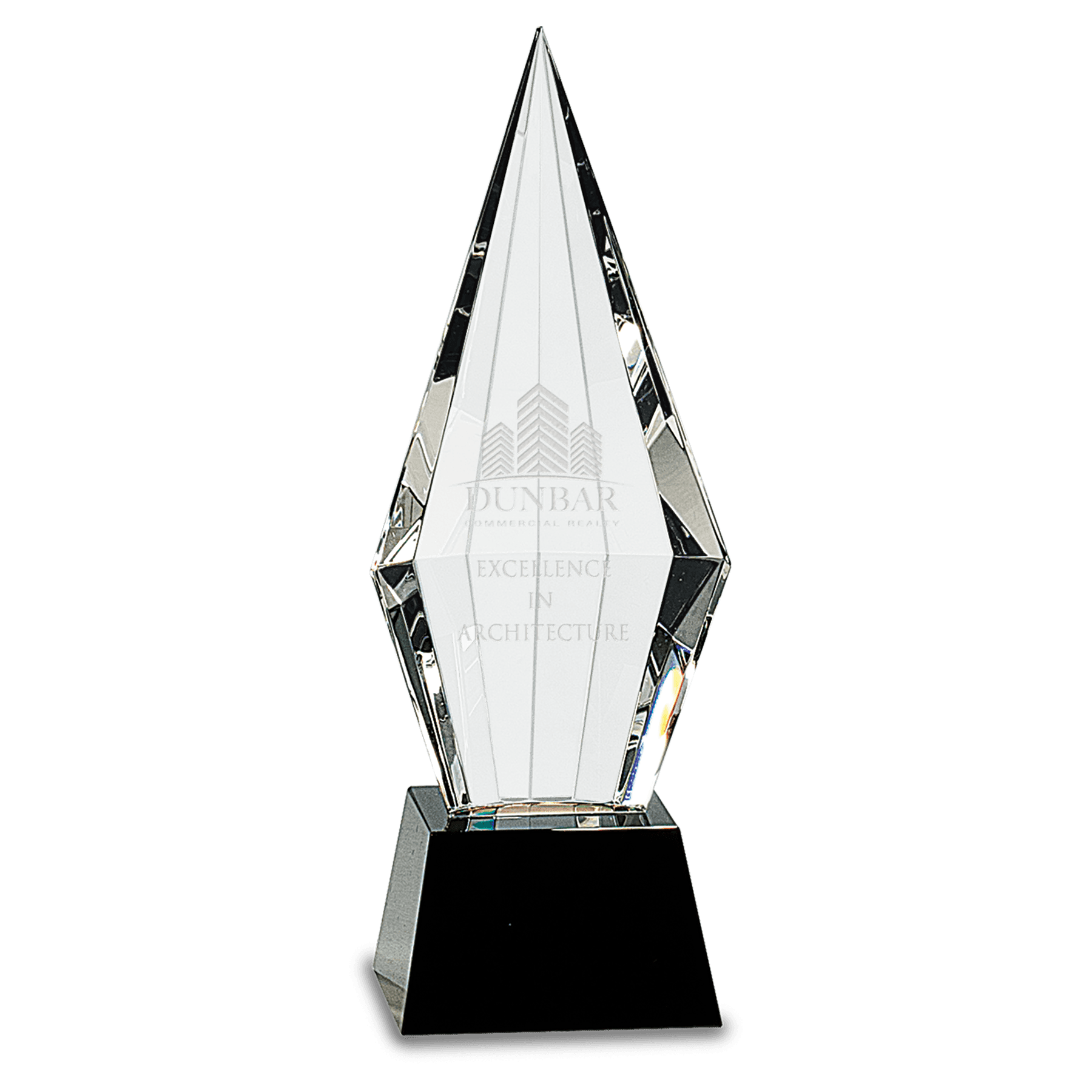 9 1/2" Obelisk Facet Crystal on Pedestal Base crystal award laser engravable