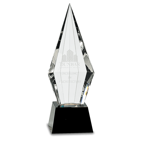 9 1/2" Obelisk Facet Crystal on Pedestal Base crystal award laser engravable