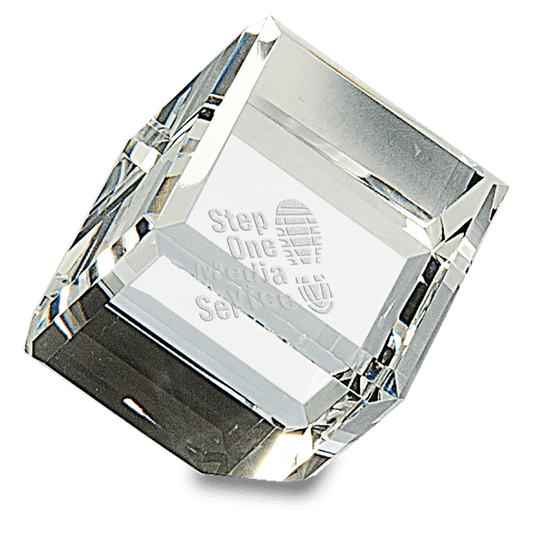 2" x 2" Crystal Cube crystal award laser engravable
