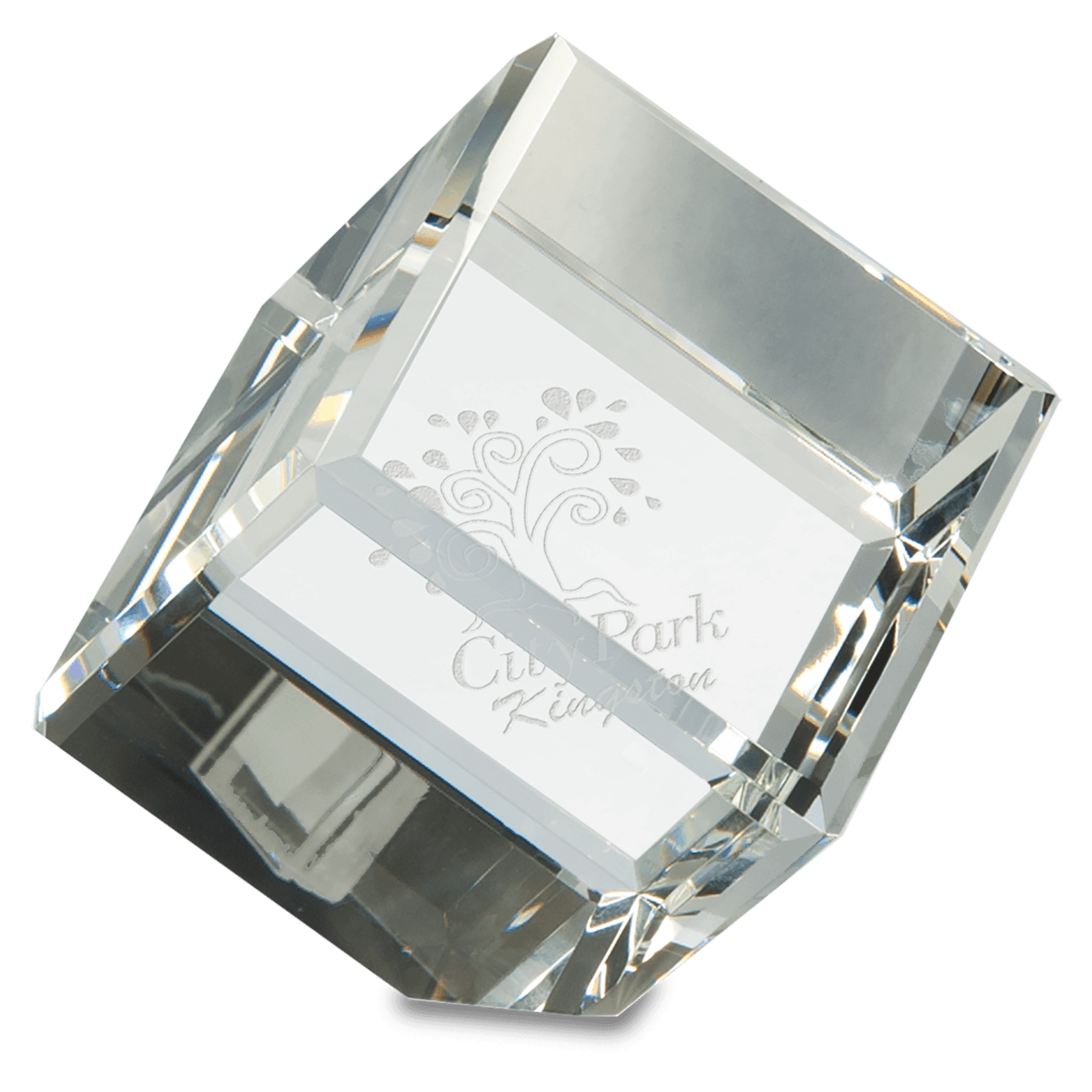 3" x 3" Crystal Cube crystal award laser engravable