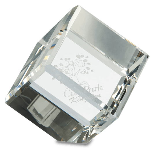 3" x 3" Crystal Cube crystal award laser engravable