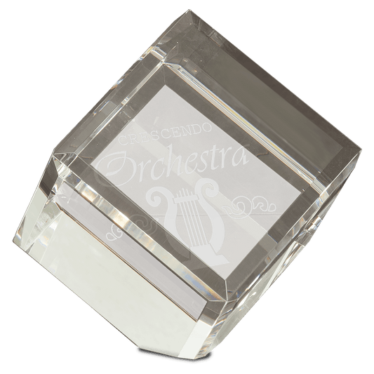 4" x 4" Crystal Cube crystal award laser engravable