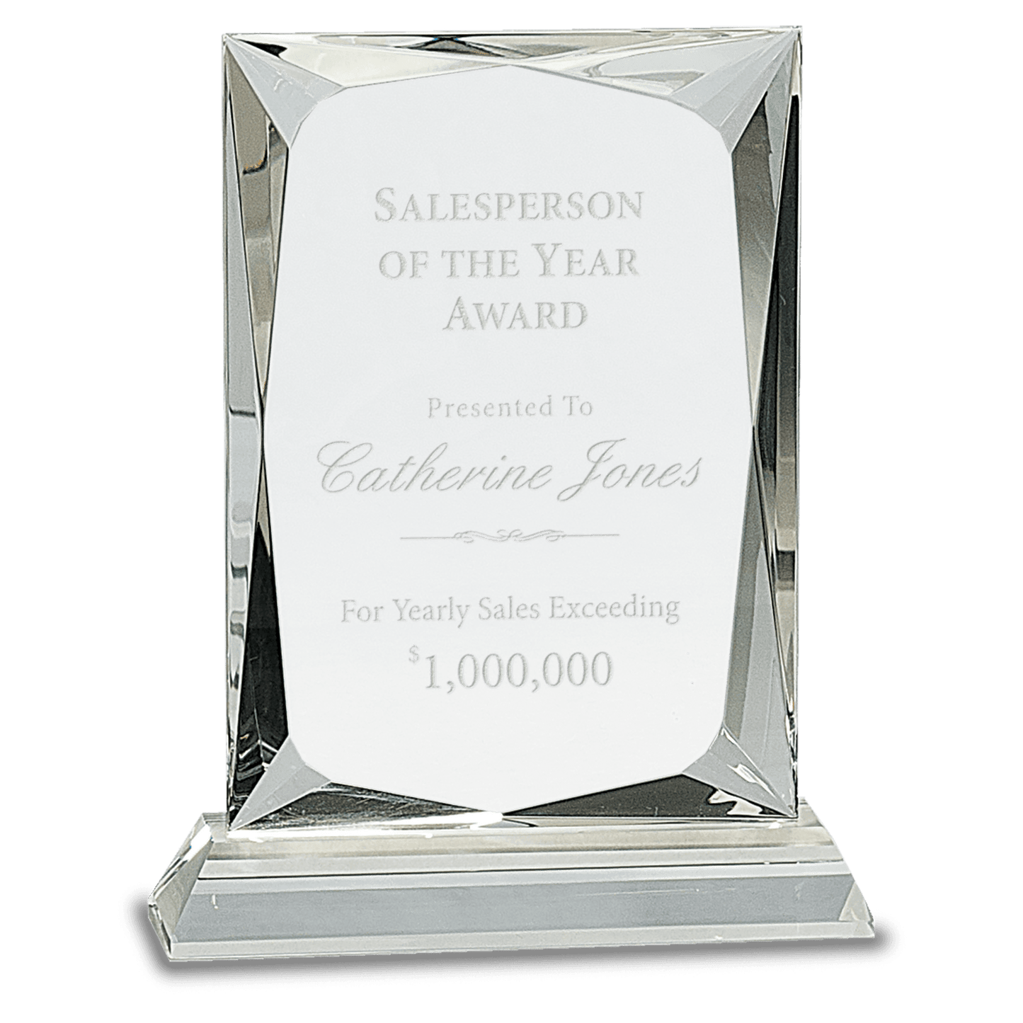 7 1/4" Crystal Rectangle on Clear Base crystal award laser engravable