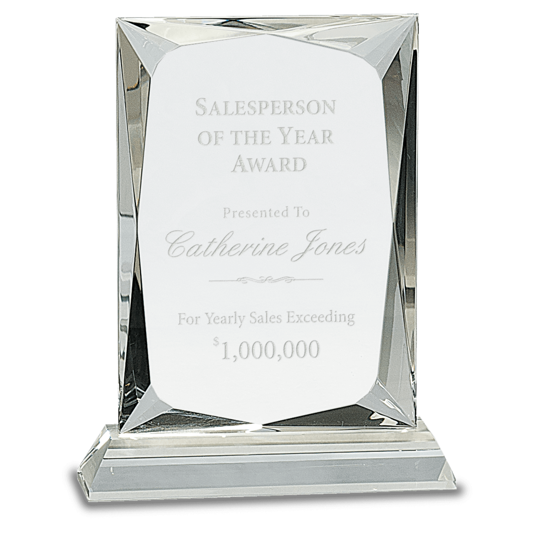 7 1/4" Crystal Rectangle on Clear Base crystal award laser engravable