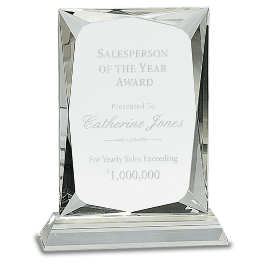 7 1/4" Crystal Rectangle on Clear Base crystal award laser engravable