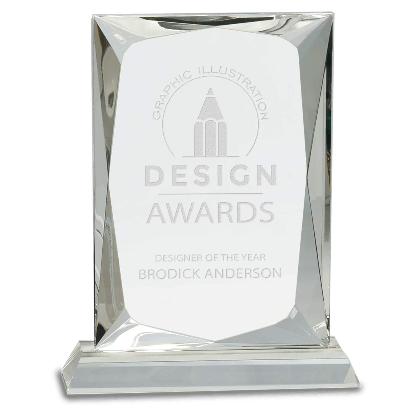 8" Crystal Rectangle on Clear Base crystal award laser engravable