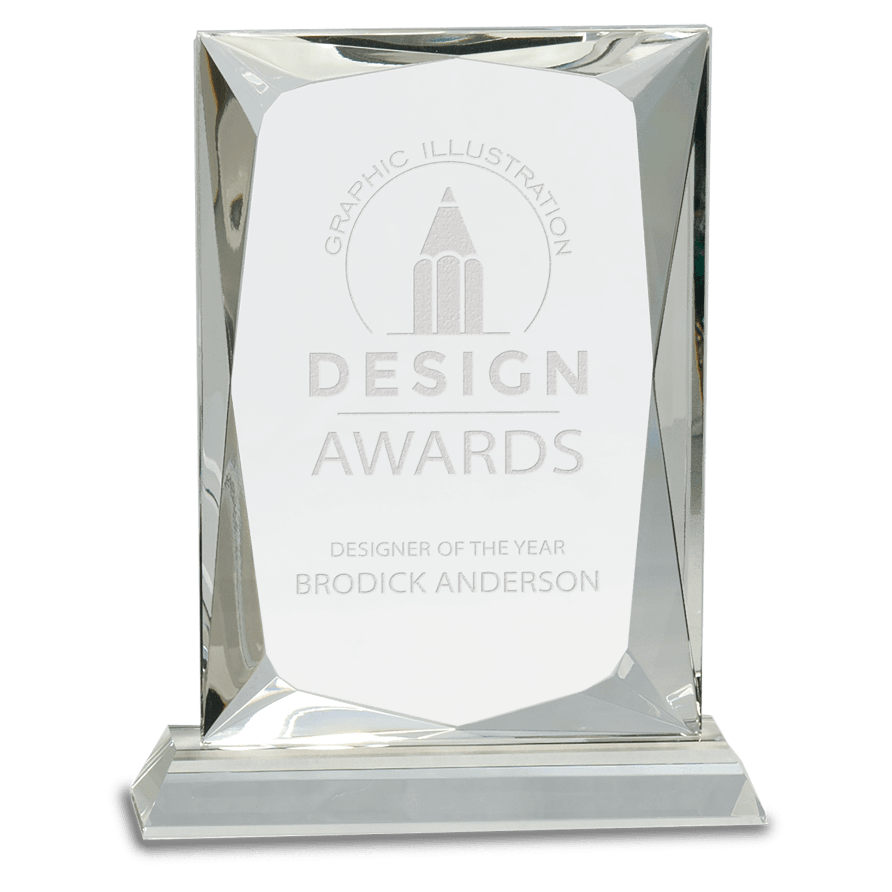 8" Crystal Rectangle on Clear Base crystal award laser engravable
