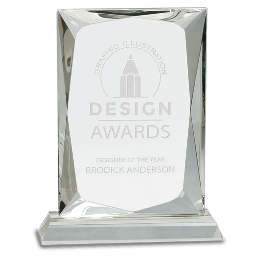 8" Crystal Rectangle on Clear Base crystal award laser engravable
