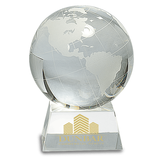 5 1/2" Crystal Globe on Clear Base crystal award laser engravable