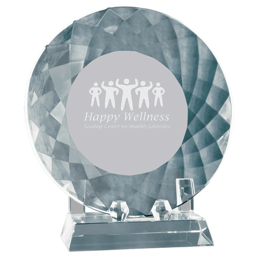 7 3/4" Crystal Plate with Base crystal award laser engravable