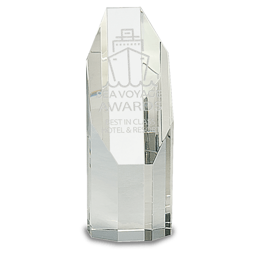 6" Clear Octagon Slant-Top Crystal Tower crystal award laser engravable