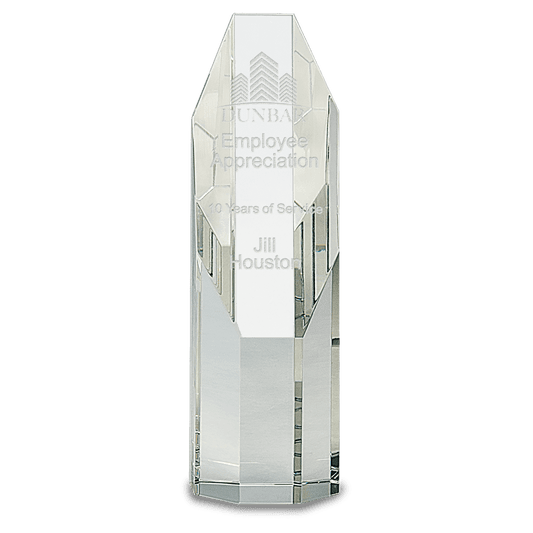 7 1/2" Clear Octagon Slant-Top Crystal Tower crystal award laser engravable
