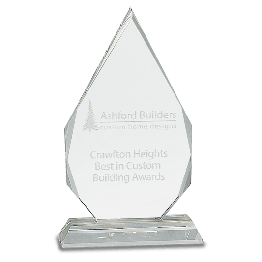 9" Crystal Diamond on Clear Pedestal Base crystal award laser engravable