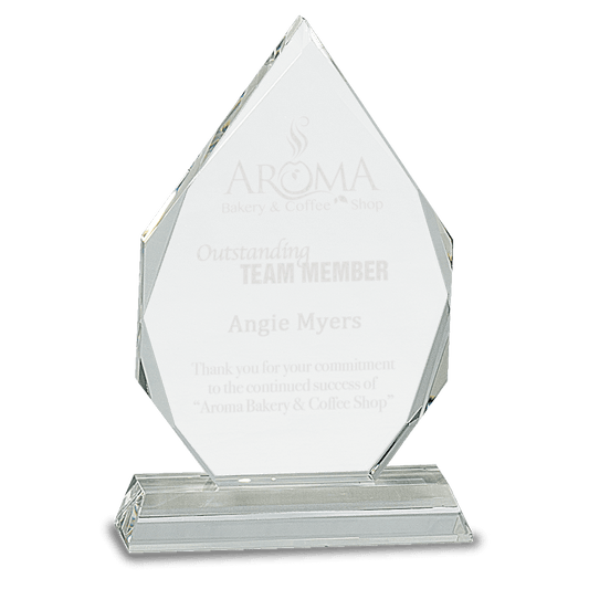 7" Diamond Crystal on Clear Pedestal Base crystal award laser engravable