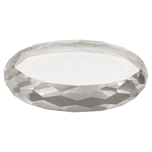 4" x 2 3/4" Clear Oval Crystal Paperweight crystal award laser engravable
