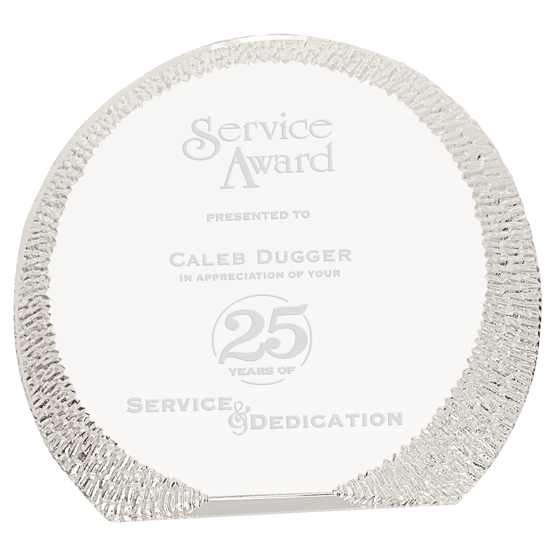 6 1/4" Rounded Crystal with Decorative Edge crystal award laser engravable