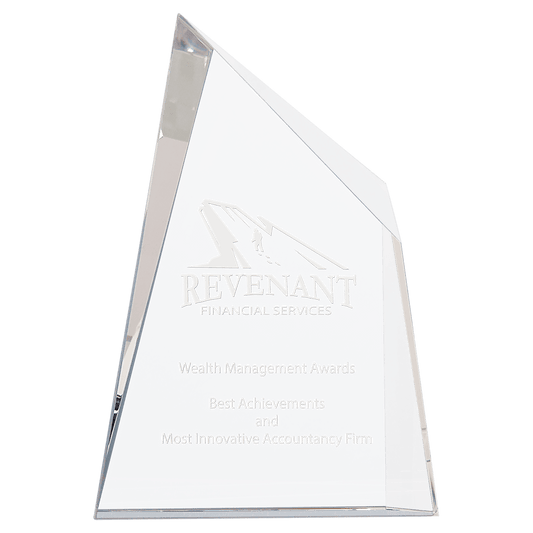 7" x 10" Crystal Facet Wedge crystal award laser engravable