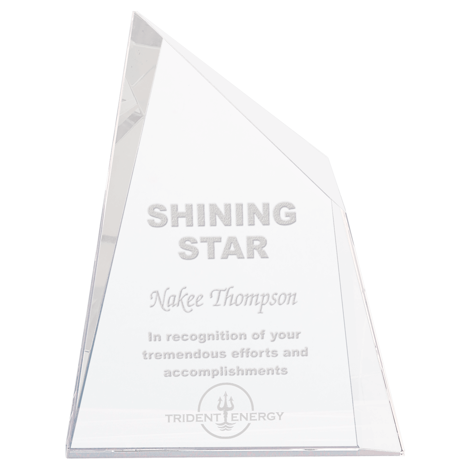 6" x 7 3/4" Crystal Facet Wedge crystal award laser engravable