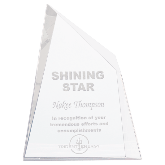 6" x 7 3/4" Crystal Facet Wedge crystal award laser engravable