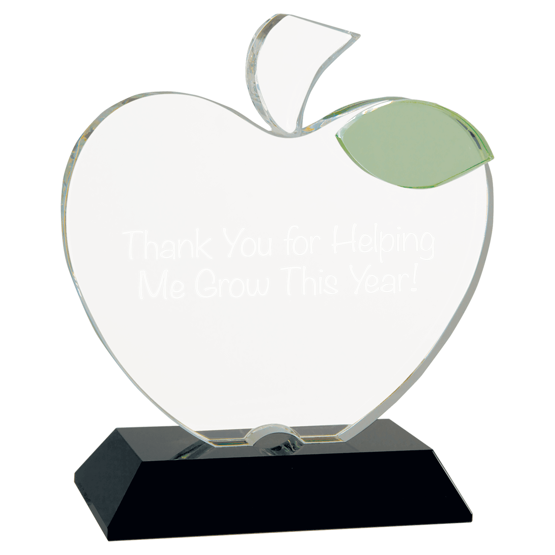 Optic Crystal 5 1/2" x 6 1/4" Crystal Apple on Black Base laser engravable