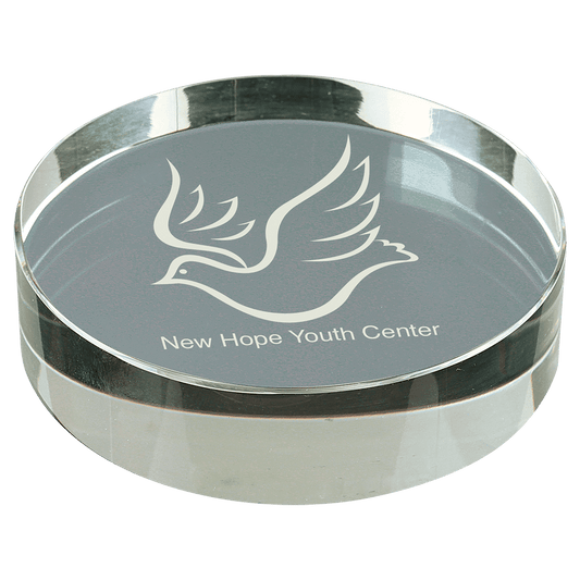 3 1/8" Crystal Round Paperweight crystal award laser engravable