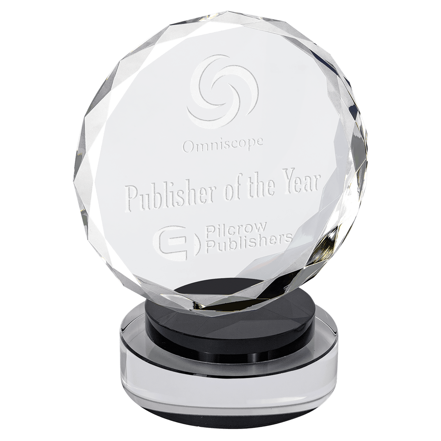 6" Round Facet Crystal on Round Base crystal award laser engravable
