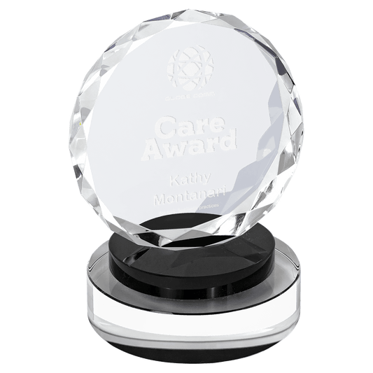 5" Round Facet Crystal on Round Base crystal award laser engravable