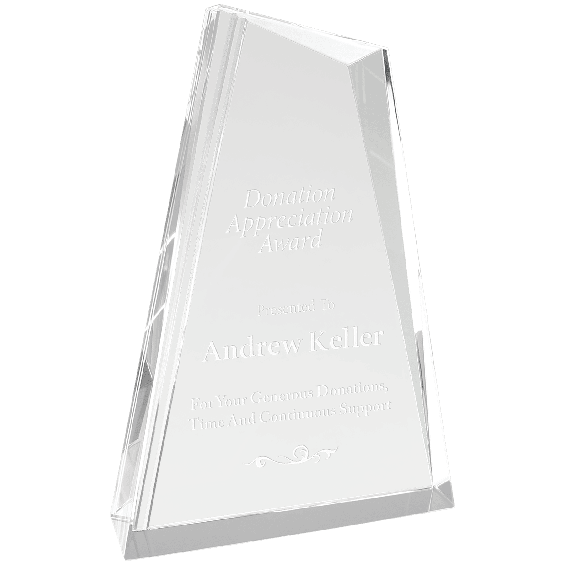 9" Crystal Peak crystal award laser engravable