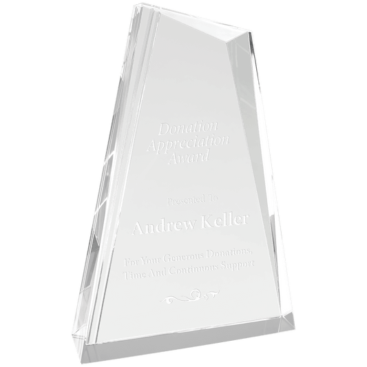 9" Crystal Peak crystal award laser engravable