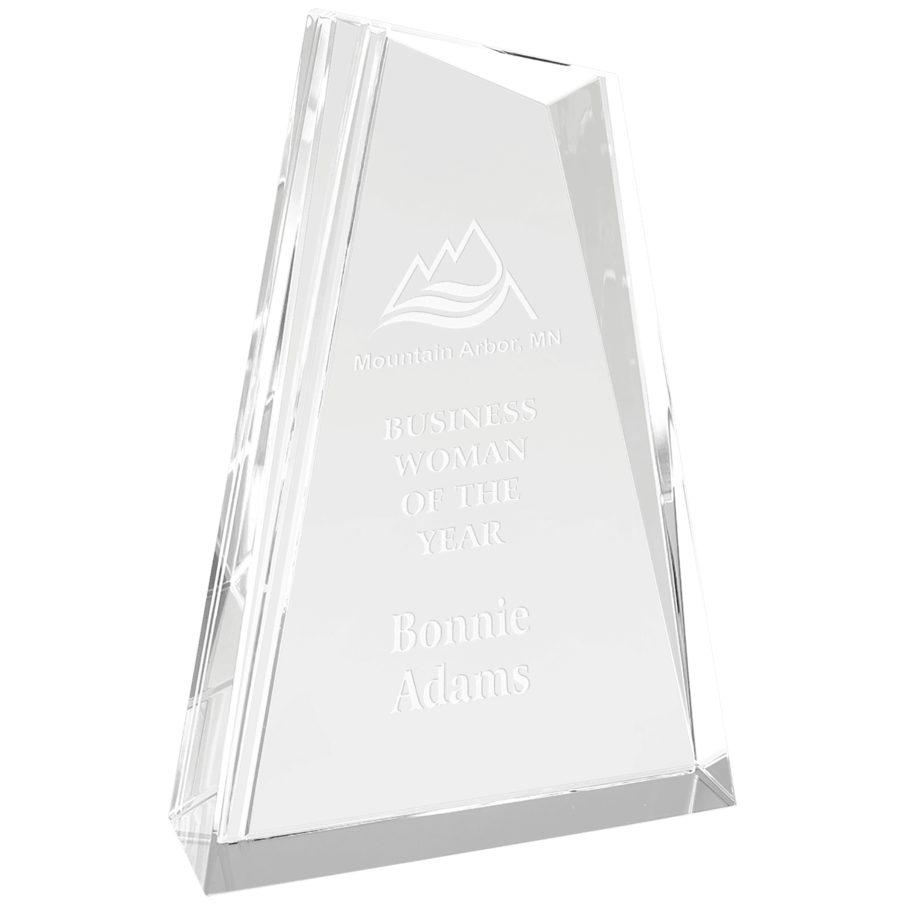 7" Crystal Peak crystal award laser engravable