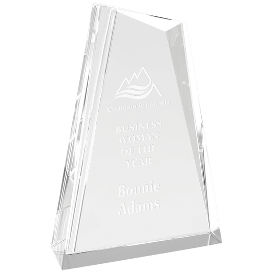 7" Crystal Peak crystal award laser engravable