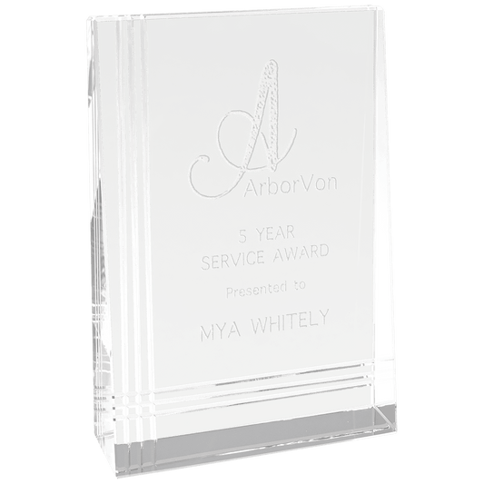 4" x 6" Crystal Wedge crystal award laser engravable