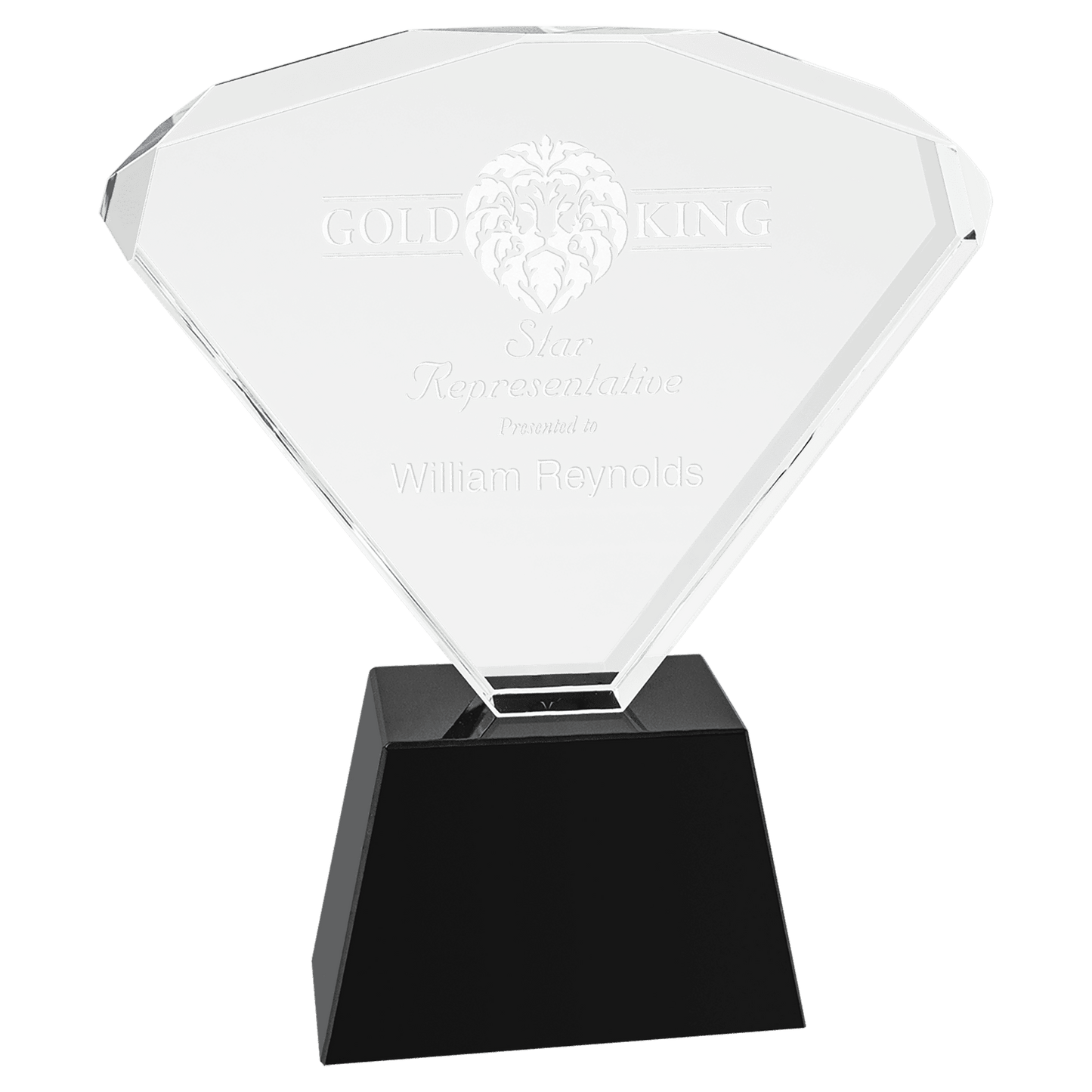 7 1/4" Crystal Fan with Black Base crystal award laser engravable