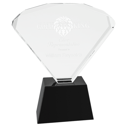 7 1/4" Crystal Fan with Black Base crystal award laser engravable