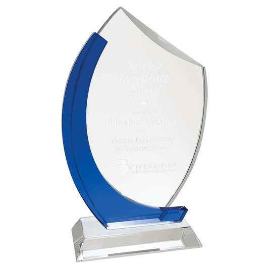 Crystal Slant Oval on Clear Base crystal award laser engravable