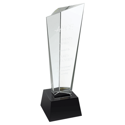 11" Crystal 3D Rising Peak crystal award laser engravable